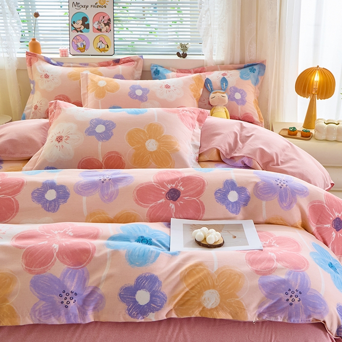 91家纺网 家纺一手货源 找家纺 牧笛缘家纺 2024新款全棉磨毛单被套 花晓