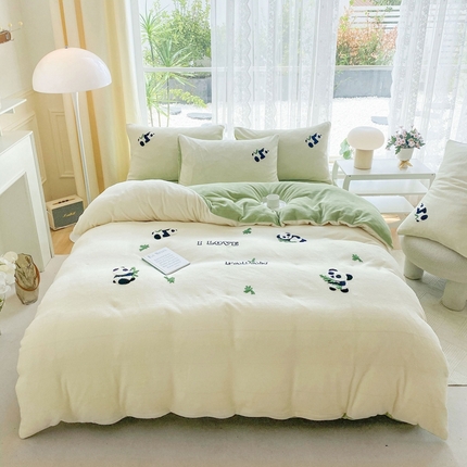 91家纺网 家纺一手货源 找家纺 （总）眷恋家纺 2025新款牛奶绒毛巾绣四件套