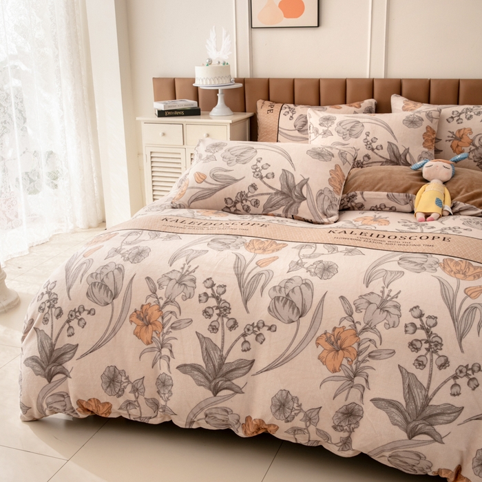 91家纺网 家纺一手货源 找家纺 乐居坊 2024新款高克重牛奶绒印花保暖四件套 达尔文