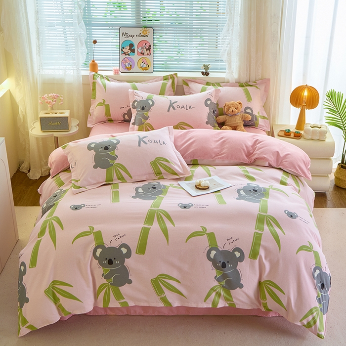 91家纺网 家纺一手货源 找家纺 牧笛缘家纺 2024新款全棉磨毛单被套 考拉