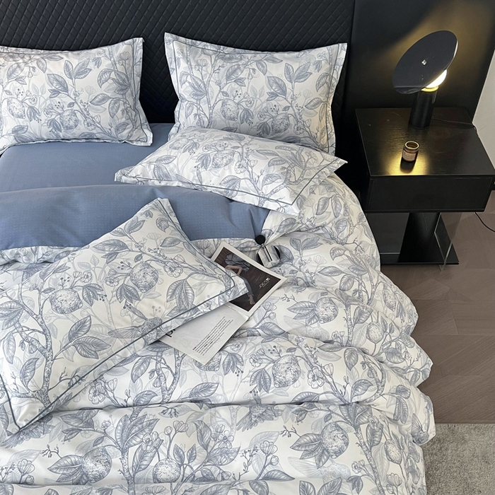 91家纺网 家纺一手货源 找家纺 大吉  2024新款加厚喷气全棉磨毛被套 柠檬树