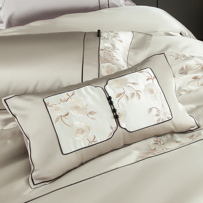 91家纺网 家纺一手货源 找家纺 （总）2024新款亲肤舒适时尚轻奢四件套--幸福里-香槟色