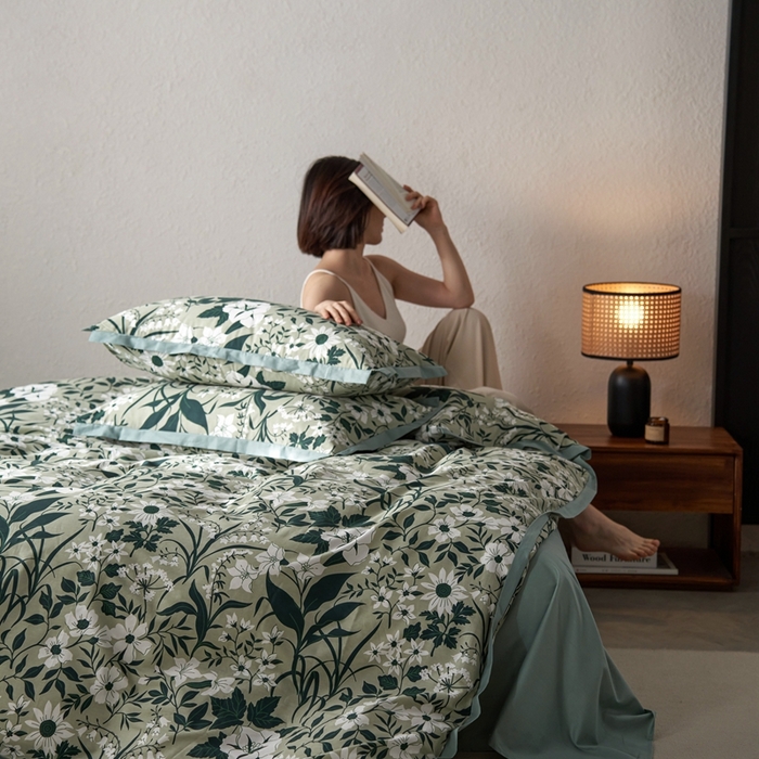 91家纺网 家纺一手货源 找家纺 时年家纺 2024新款全棉印花飞边款四件套（充值会员享优惠） 意晚