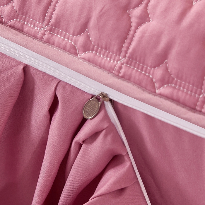 91家纺网 家纺一手货源 找家纺 锦逸家居 2024新款可拆卸包边夹棉磨毛花边两用床裙床笠两用-优雅 优雅-豆沙粉