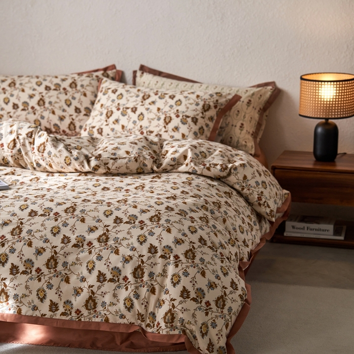 91家纺网 家纺一手货源 找家纺 时年家纺 2024新款全棉印花飞边款四件套（充值会员享优惠） 景瑶