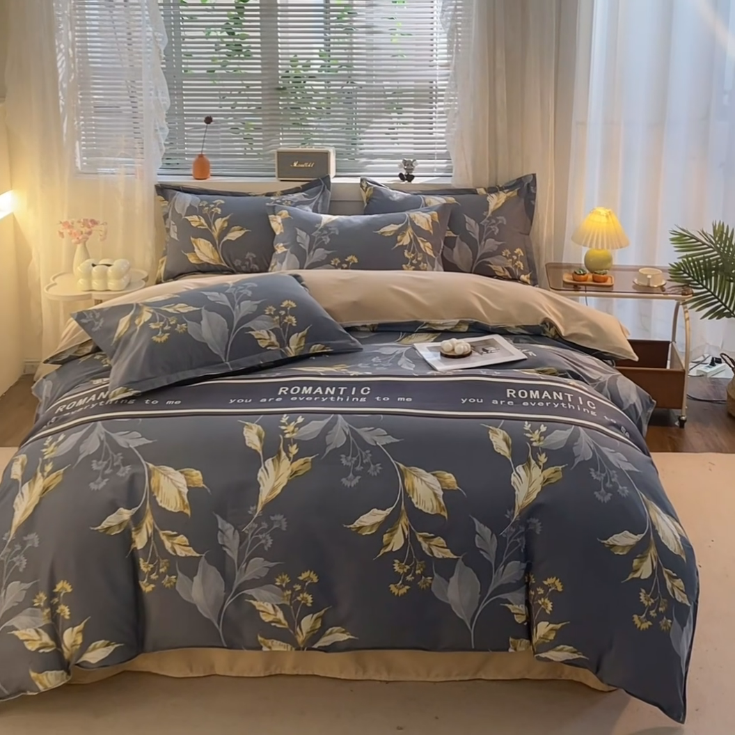 91家纺网 家纺一手货源 找家纺 牧笛缘家纺 2024新款全棉磨毛单被套 镜中花