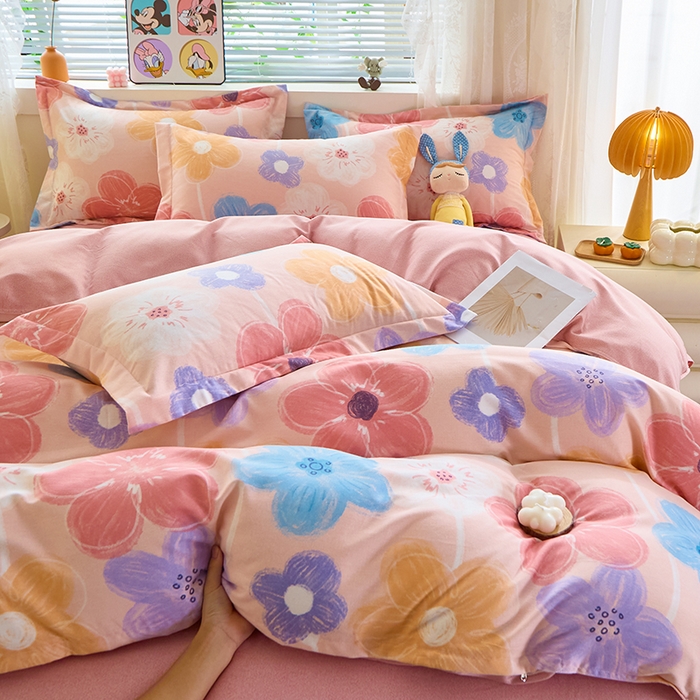 91家纺网 家纺一手货源 找家纺 牧笛缘家纺 2024新款全棉磨毛单被套 花晓