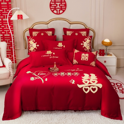 91家纺网 家纺一手货源 找家纺 （总）千禧家纺 2025新款全棉13372婚庆绣花系列