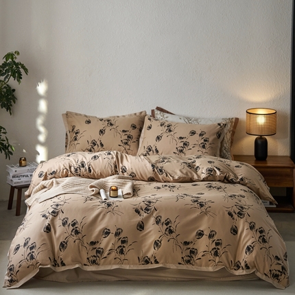 时年家纺 2024新款全棉印花飞边款四件套（充值会员享优惠） 与墨