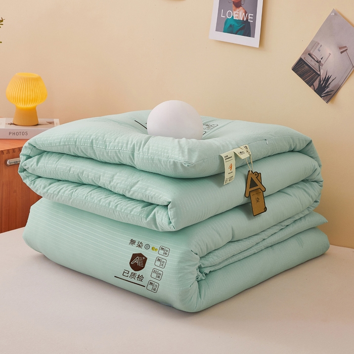 91家纺网 家纺一手货源 找家纺 仁凯家纺 2024新款无染华夫格无染大豆被被子被芯-风格二 水波绿