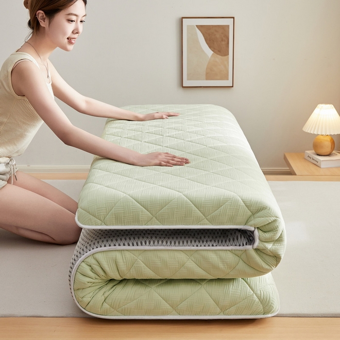 91家纺网 家纺一手货源 找家纺 2024新款A类华夫格大豆纤维抗压床垫【床垫遮盖物】 单边华夫格-清新绿