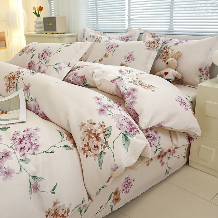 91家纺网 家纺一手货源 找家纺 友承 2025新款亲肤磨毛植物羊绒印花四件套 一念花开