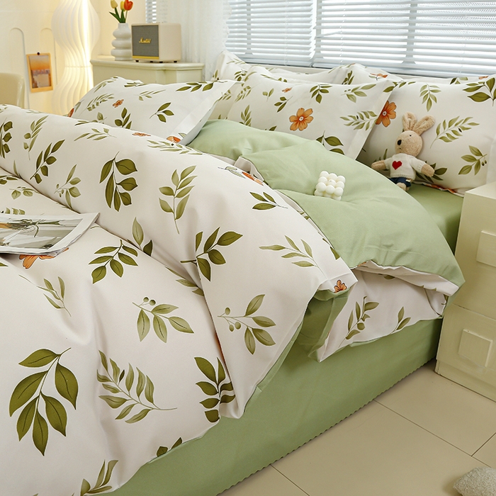 91家纺网 家纺一手货源 找家纺 友承 2025新款亲肤磨毛植物羊绒印花四件套 青柠薄荷