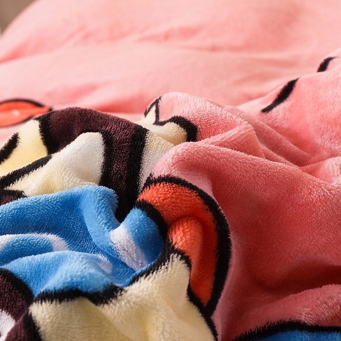 91家纺网 家纺一手货源 找家纺 凡客 2024新款牛奶绒大版印花四件套 猫趣