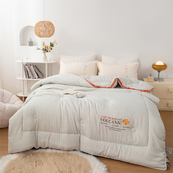 91家纺网 家纺一手货源 找家纺 爱来伊家纺 2024新款火山绒大豆被立体边大豆纤维冬被被子被芯春秋被 火山绒大豆被-卡其