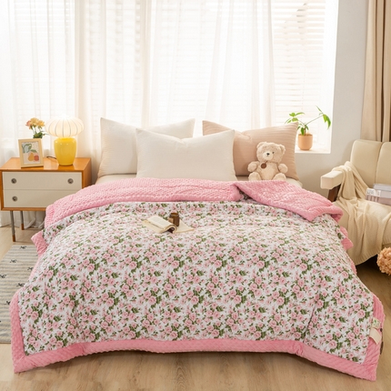 锦鹭被业  2025款A类全棉纯棉豆豆被春秋空调夏凉加厚冬被子玫瑰物语