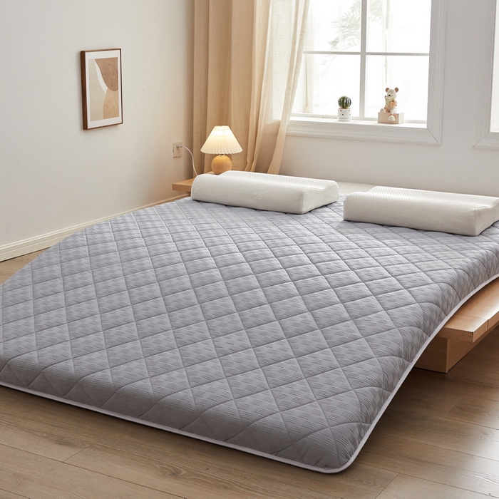 91家纺网 家纺一手货源 找家纺 2024新款A类华夫格大豆纤维抗压床垫【床垫遮盖物】 单边华夫格-灰色