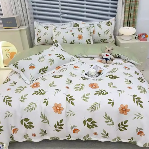 91家纺网 家纺一手货源 找家纺 友承 2025新款亲肤磨毛植物羊绒印花四件套 青柠薄荷