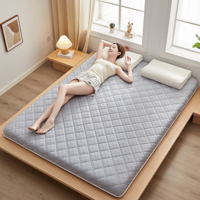 91家纺网 家纺一手货源 找家纺 2024新款A类华夫格大豆纤维抗压床垫【床垫遮盖物】 单边华夫格-灰色