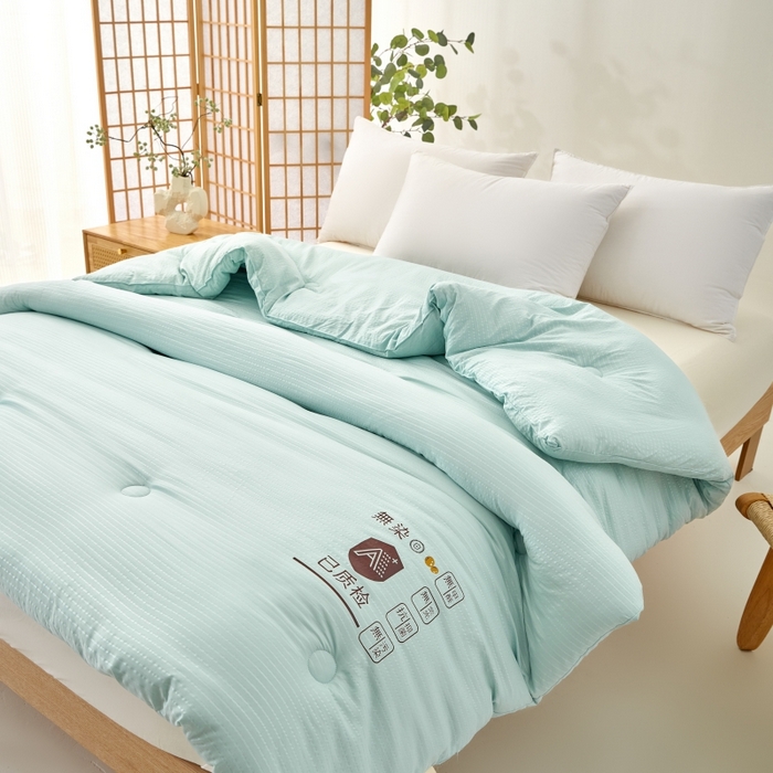 91家纺网 家纺一手货源 找家纺 仁凯家纺 2024新款无染华夫格大豆被冬被春秋被家用被子被芯(提供买家秀)-风格一 浅绿色