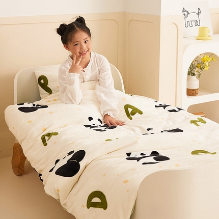 91家纺网 家纺一手货源 找家纺 嗨生活 2025新款牛奶绒被子 儿童被芯 幼儿园被子 春秋被 冬被 开心熊猫