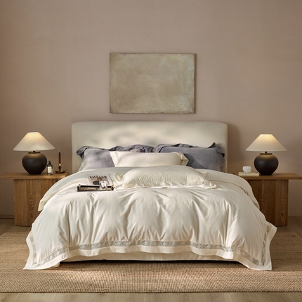 91家纺网 家纺一手货源 找家纺 时亿家居 2024新款300g婴肤绒四件套-爵士系列 爵士 奶白