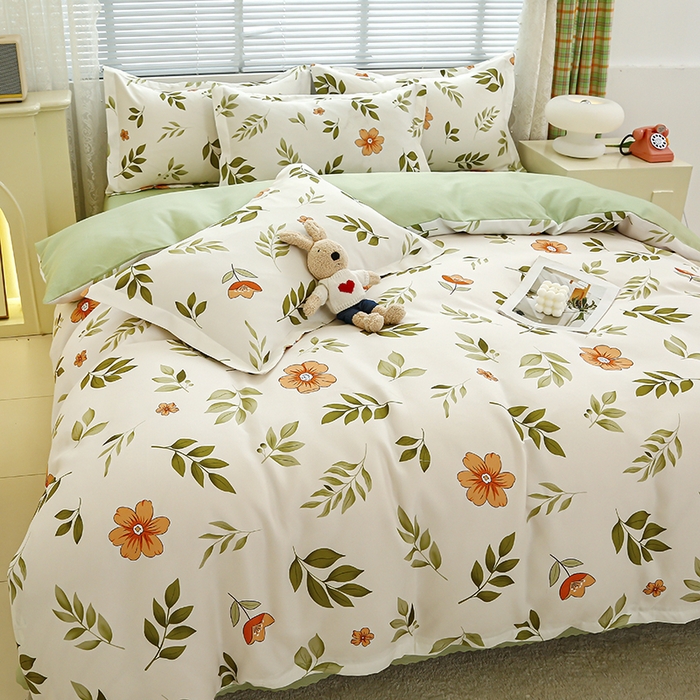 91家纺网 家纺一手货源 找家纺 友承 2025新款亲肤磨毛植物羊绒印花四件套 青柠薄荷