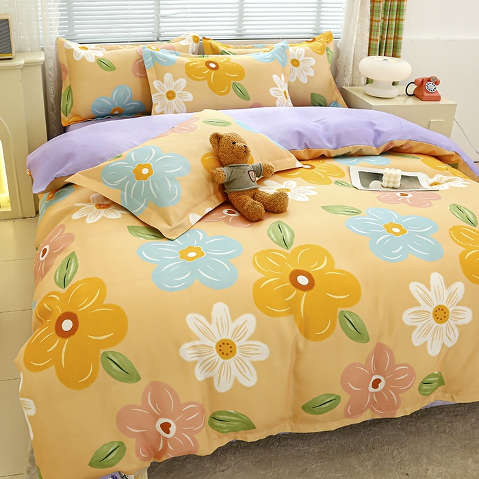 91家纺网 家纺一手货源 找家纺 友承 2025新款亲肤磨毛植物羊绒印花四件套 花旗