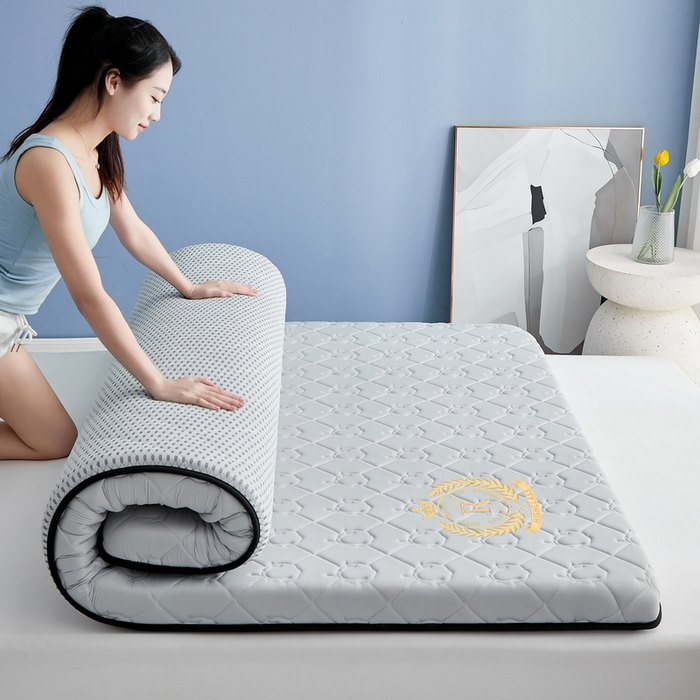 91家纺网 家纺一手货源 找家纺 祁恋婷 2024新款皇冠-牛奶丝乳胶记忆棉床垫【床垫遮盖物】 皇冠-单边新疆棉花典雅灰