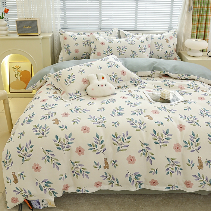 91家纺网 家纺一手货源 找家纺 友承 2025新款亲肤磨毛植物羊绒印花四件套 莫妮卡