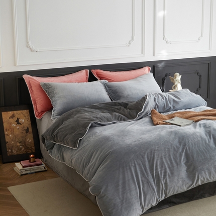 91家纺网 家纺一手货源 找家纺 （总）2024新款A类宝宝绒嵌绳款四件套【雅致系列】