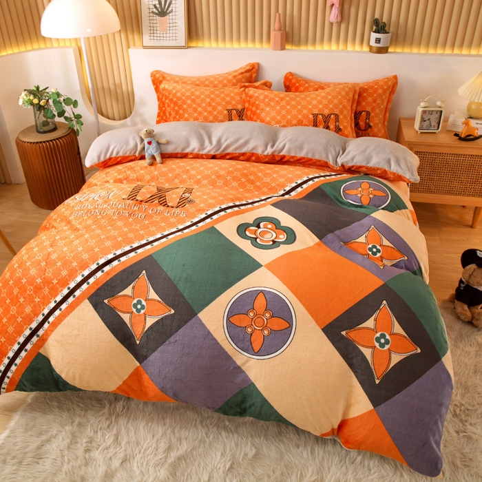 91家纺网 家纺一手货源 找家纺 凡客 2024新款牛奶绒大版印花四件套 曼格