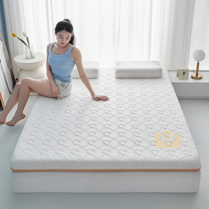 91家纺网 家纺一手货源 找家纺 祁恋婷家居 2023新款A类牛奶丝乳胶记忆棉双人床垫【床垫遮盖物】 菱形白【字母蓝】
