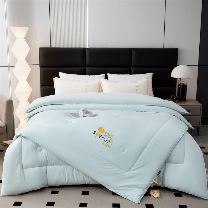 91家纺网 家纺一手货源 找家纺 爱来伊家纺 2024新款豆好鲜大豆纤维被加厚冬被春秋被子被芯子母被带子母扣 豆好鲜大豆被-浅兰