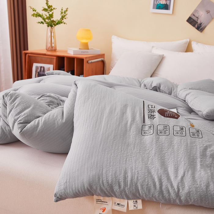 91家纺网 家纺一手货源 找家纺 仁凯家纺 2024新款无染华夫格无染大豆被被子被芯-风格二 星空灰