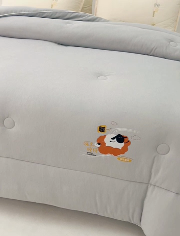 91家纺网 家纺一手货源 找家纺 爱来伊家纺 2024新款三体羊绒加厚保暖冬被芯大豆纤维被春秋被子被芯 山体羊绒大豆被-浅灰