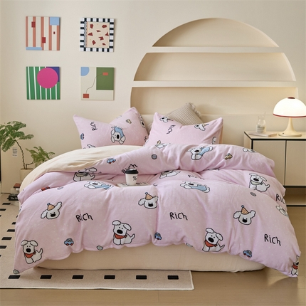 91家纺网 家纺一手货源 找家纺 （总）觅糖家纺 2024新款高克重牛奶绒印花四件套-系列二