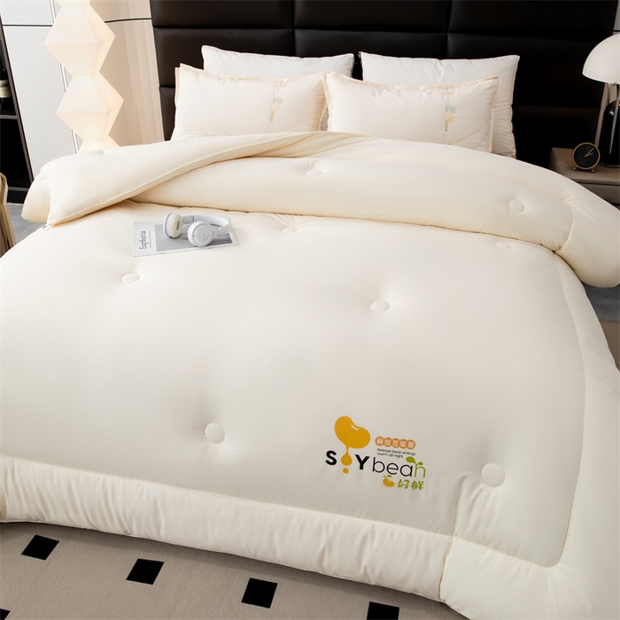 91家纺网 家纺一手货源 找家纺 爱来伊家纺 2024新款豆好鲜大豆纤维被加厚冬被春秋被子被芯子母被带子母扣 豆好鲜大豆被-奶白