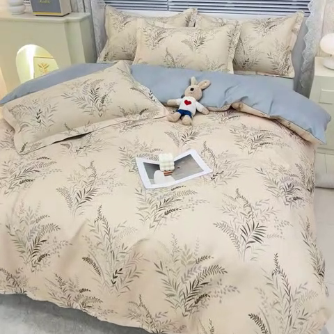 91家纺网 家纺一手货源 找家纺 友承 2025新款亲肤磨毛植物羊绒印花四件套 芳草