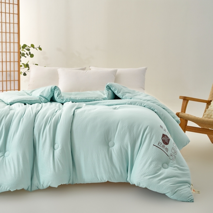 91家纺网 家纺一手货源 找家纺 仁凯家纺 2024新款无染华夫格大豆被冬被春秋被家用被子被芯(提供买家秀)-风格一 浅绿色