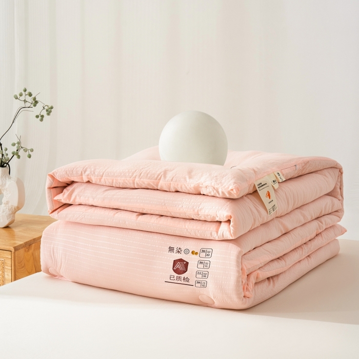 91家纺网 家纺一手货源 找家纺 仁凯家纺 2024新款无染华夫格大豆被冬被春秋被家用被子被芯(提供买家秀)-风格一 樱花粉