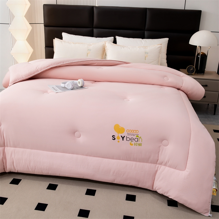 91家纺网 家纺一手货源 找家纺 爱来伊家纺 2024新款豆好鲜大豆纤维被加厚冬被春秋被子被芯子母被带子母扣 豆好鲜大豆被-樱花粉