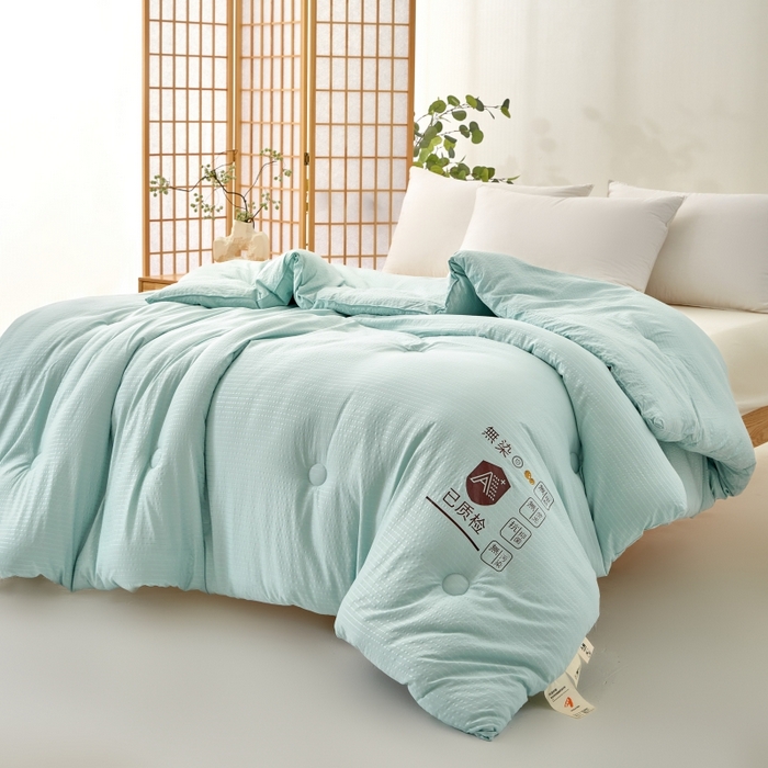 91家纺网 家纺一手货源 找家纺 仁凯家纺 2024新款无染华夫格大豆被冬被春秋被家用被子被芯(提供买家秀)-风格一 浅绿色