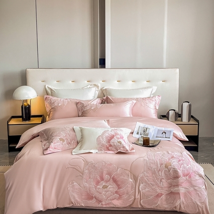 （总）618家纺 2024新款A类60S100支长绒棉全棉纯棉四件套-花语系列