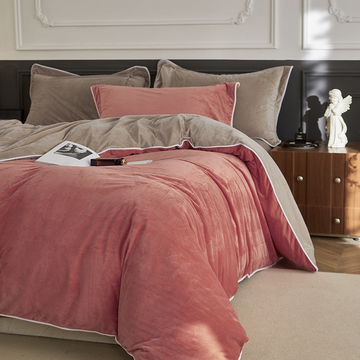 91家纺网 家纺一手货源 找家纺 （总）2024新款A类宝宝绒嵌绳款四件套【雅致系列】