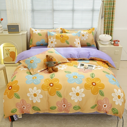 友承 2025新款亲肤磨毛植物羊绒印花四件套 花旗