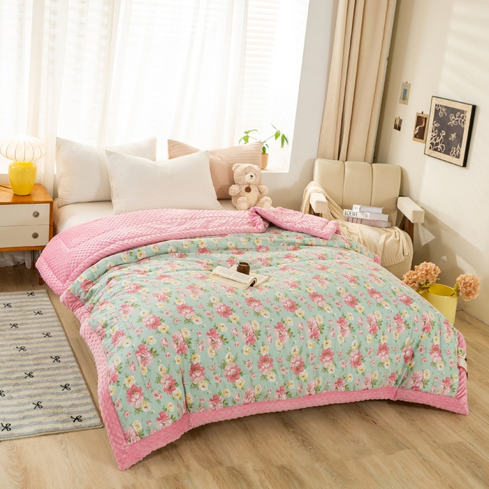 91家纺网 家纺一手货源 找家纺 锦鹭被业  2025款A类全棉纯棉豆豆被春秋空调夏凉加厚冬被子锦上添花