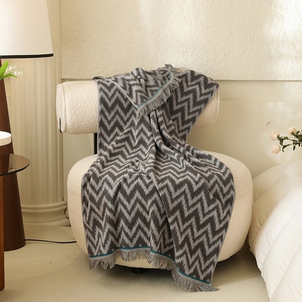 91家纺网 家纺一手货源 找家纺 （总）悦然毛巾被 2024新款流苏波纹浴巾披肩毯