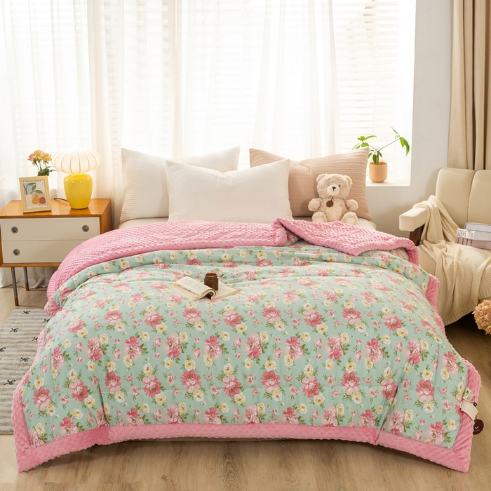 91家纺网 家纺一手货源 找家纺 锦鹭被业  2025款A类全棉纯棉豆豆被春秋空调夏凉加厚冬被子锦上添花