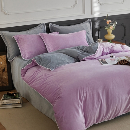 91家纺网 家纺一手货源 找家纺 （总）2024新款A类宝宝绒嵌绳款四件套【雅致系列】